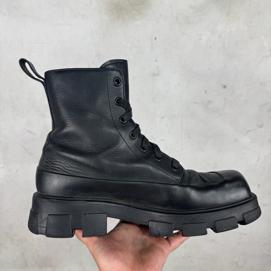 Prada Square Toe Lace Up Boots