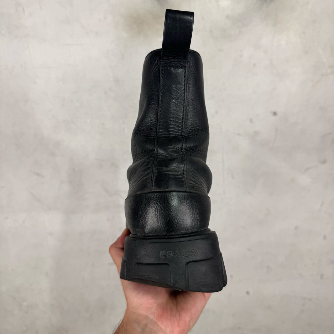 Prada Square Toe Lace Up Boots