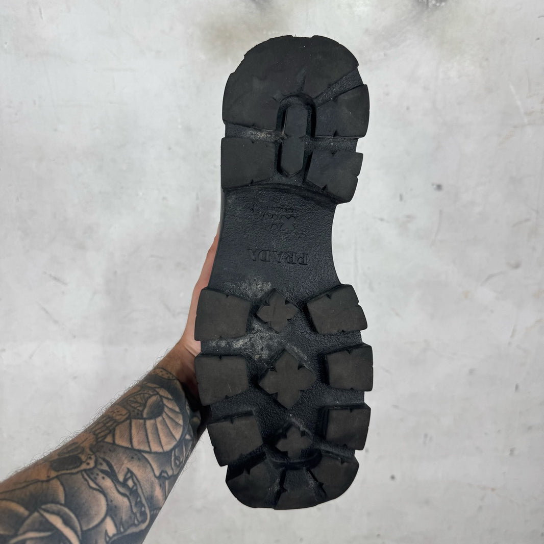 Prada Square Toe Lace Up Boots