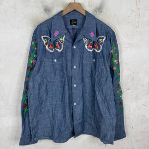 Needles Butterfly Embroidered Chambray Shirt