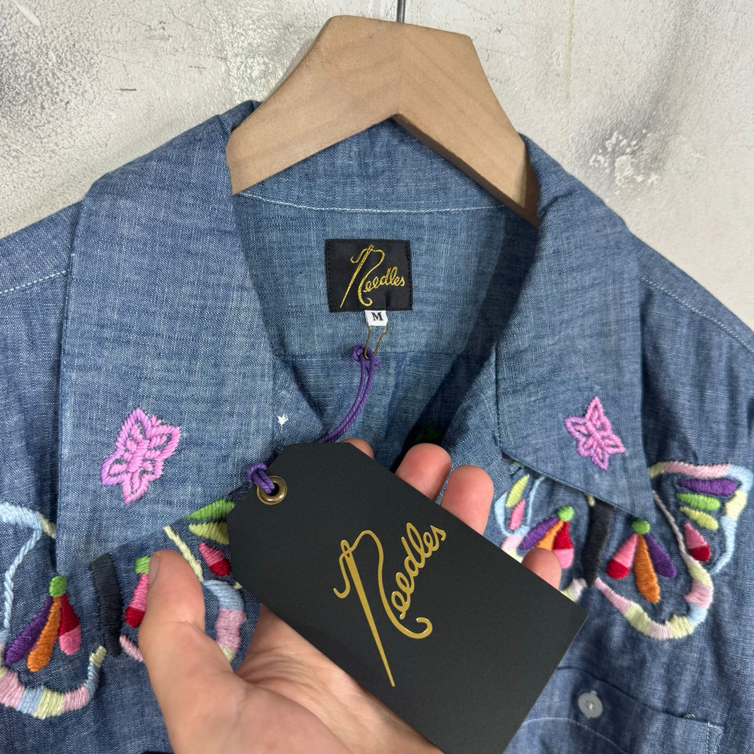 Needles Butterfly Embroidered Chambray Shirt