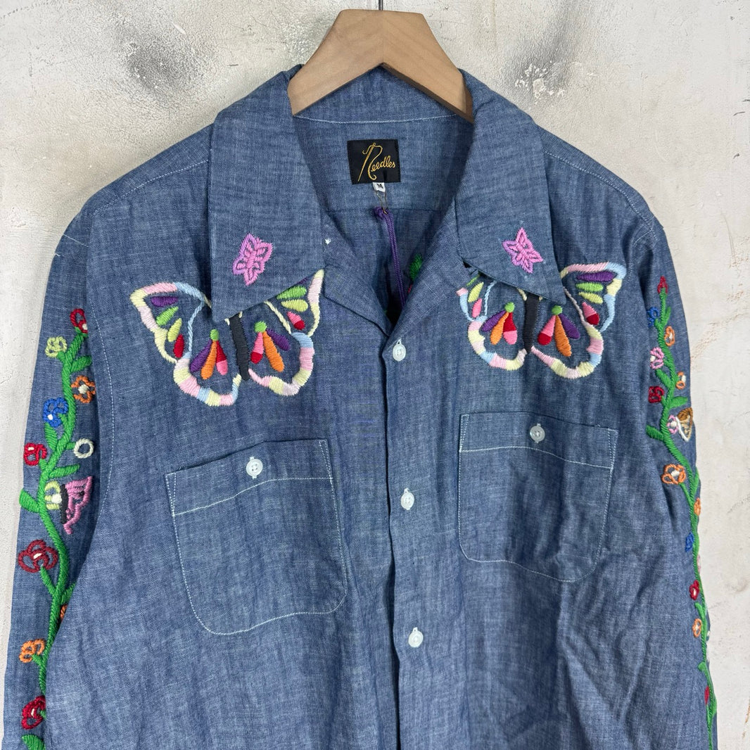 Needles Butterfly Embroidered Chambray Shirt