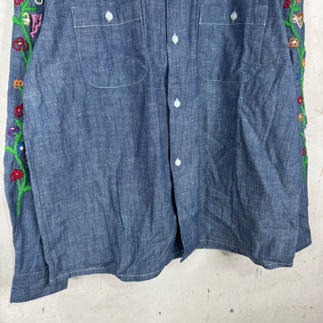 Needles Butterfly Embroidered Chambray Shirt