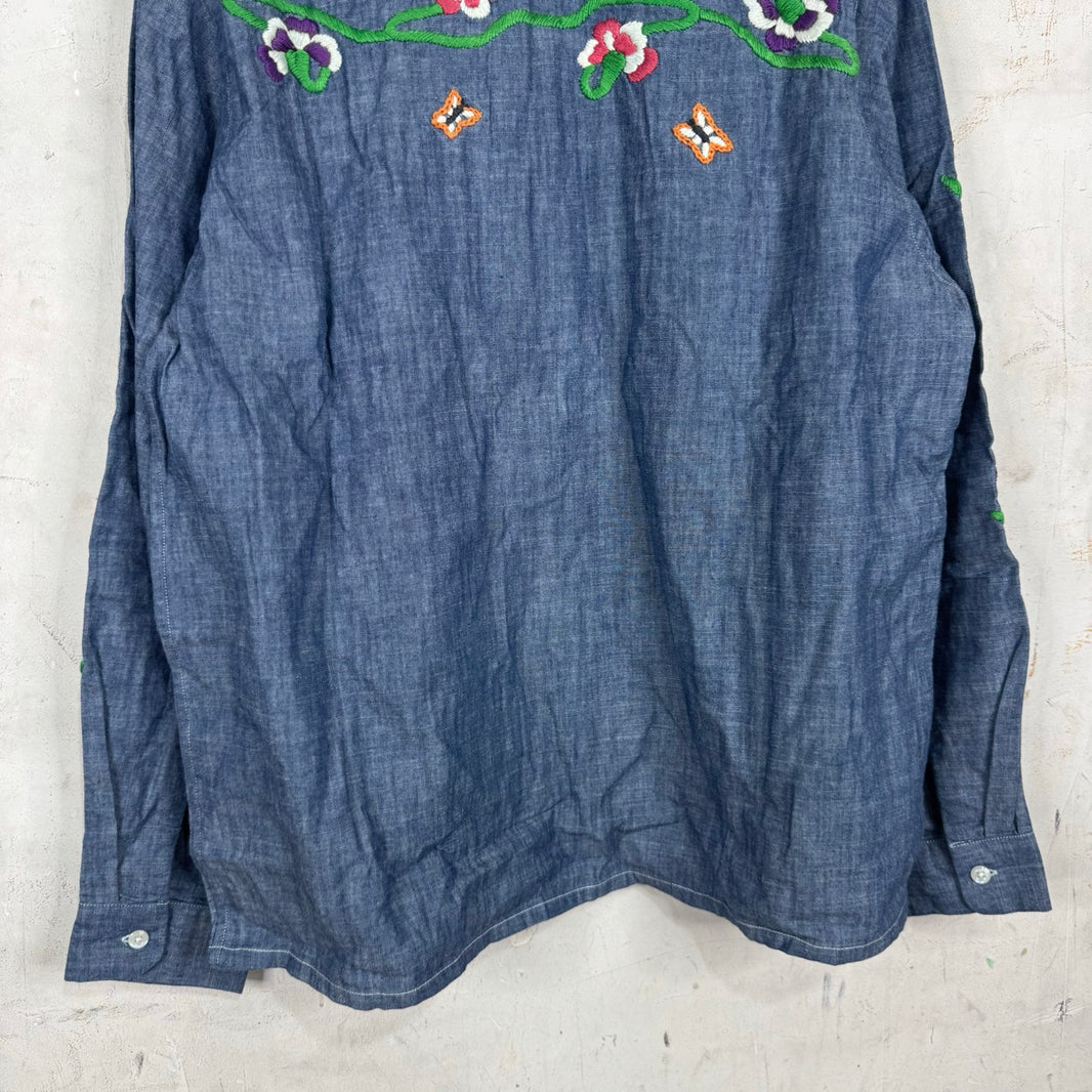 Needles Butterfly Embroidered Chambray Shirt