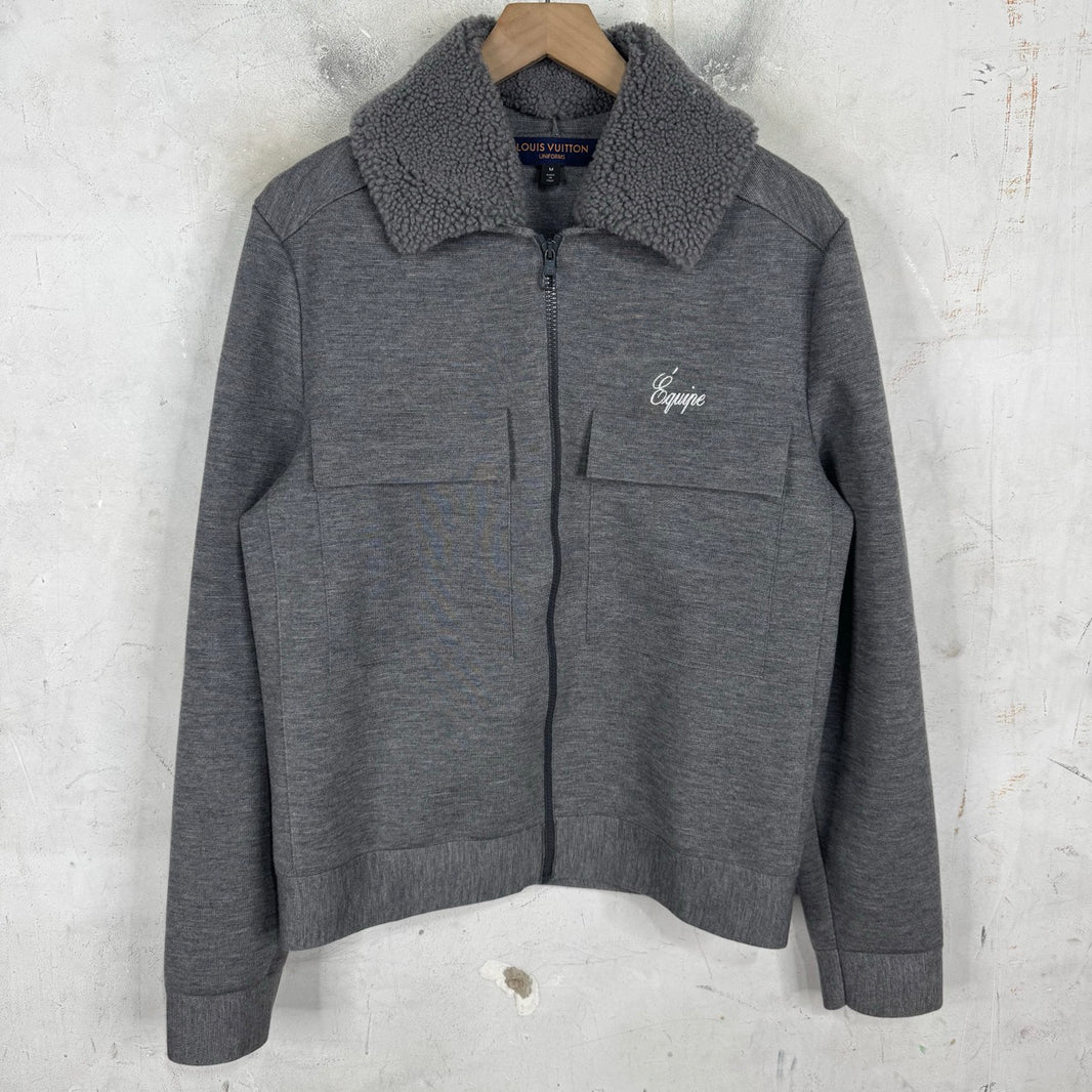 Louis Vuitton Knitted Shearling Collared Zip Equipe Jacket