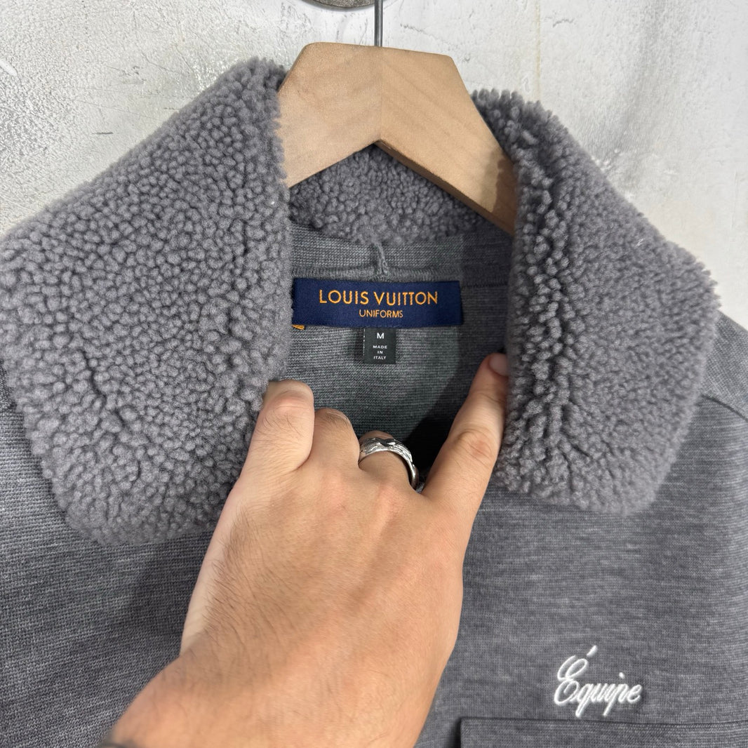 Louis Vuitton Knitted Shearling Collared Zip Equipe Jacket