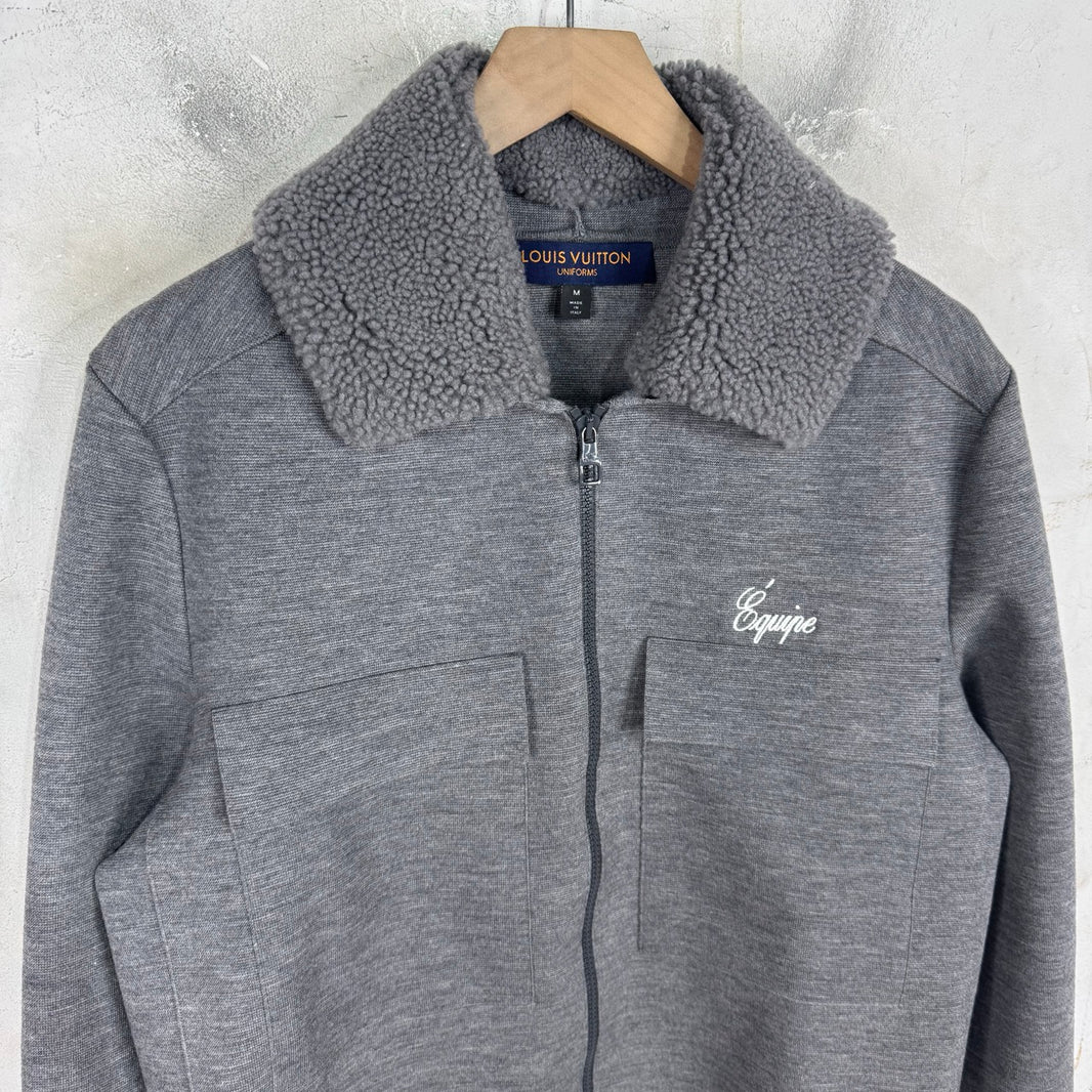 Louis Vuitton Knitted Shearling Collared Zip Equipe Jacket