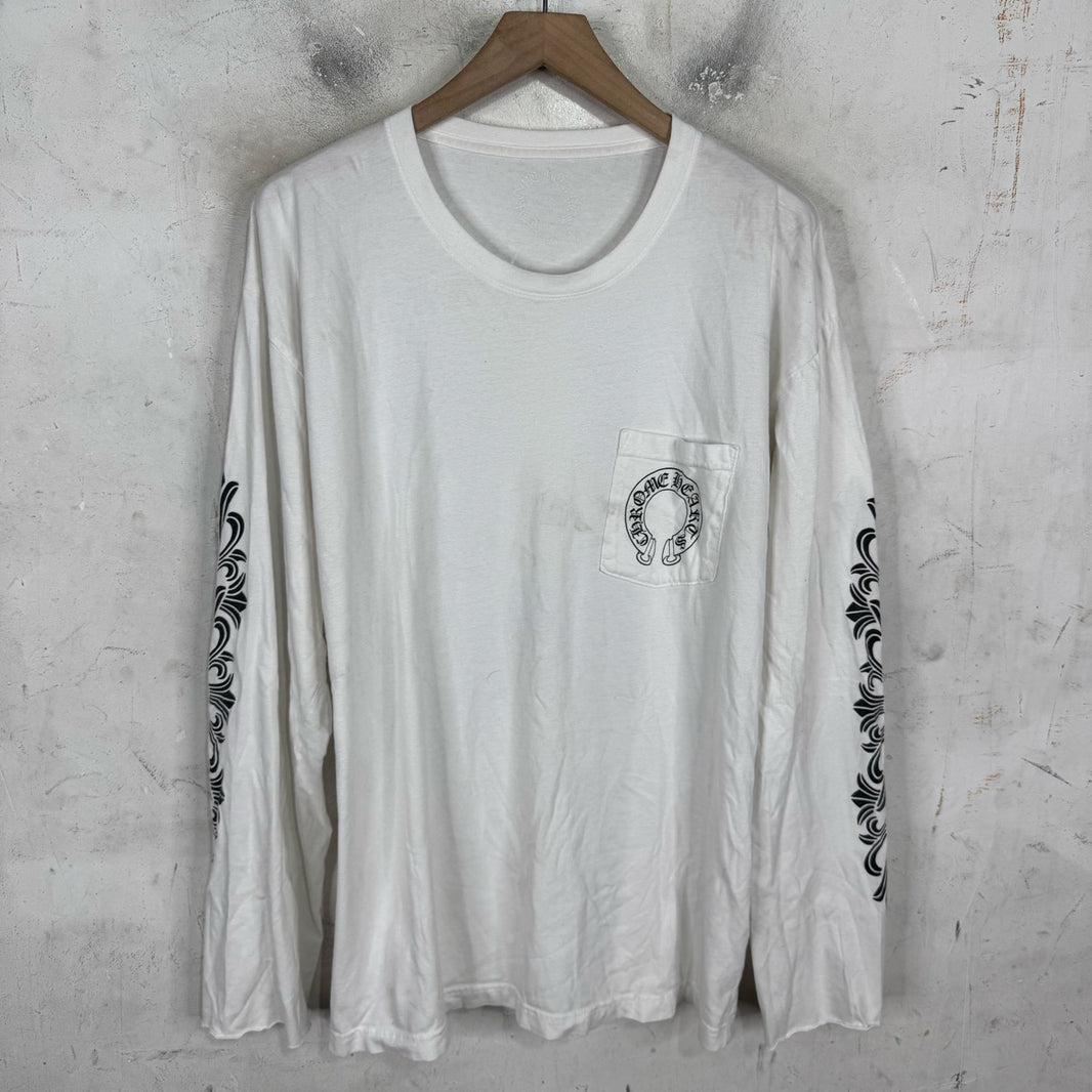 Chrome Hearts Horseshoe Floral Smoked L/S T-Shirt