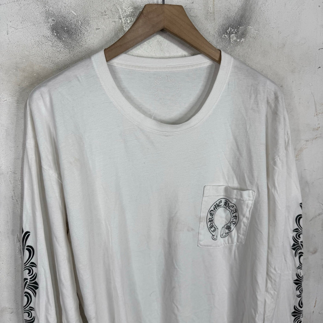 Chrome Hearts Horseshoe Floral Smoked L/S T-Shirt