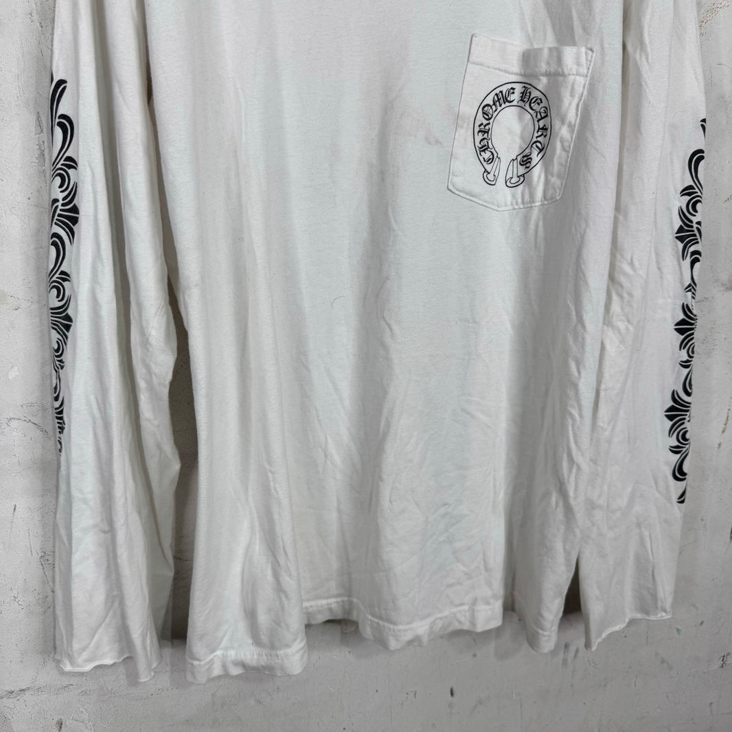 Chrome Hearts Horseshoe Floral Smoked L/S T-Shirt