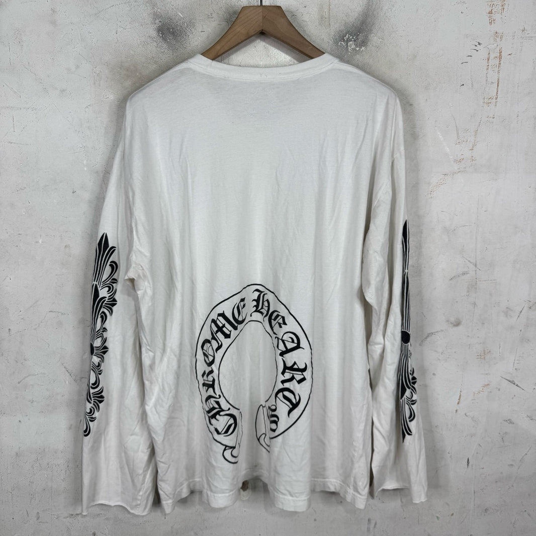 Chrome Hearts Horseshoe Floral Smoked L/S T-Shirt