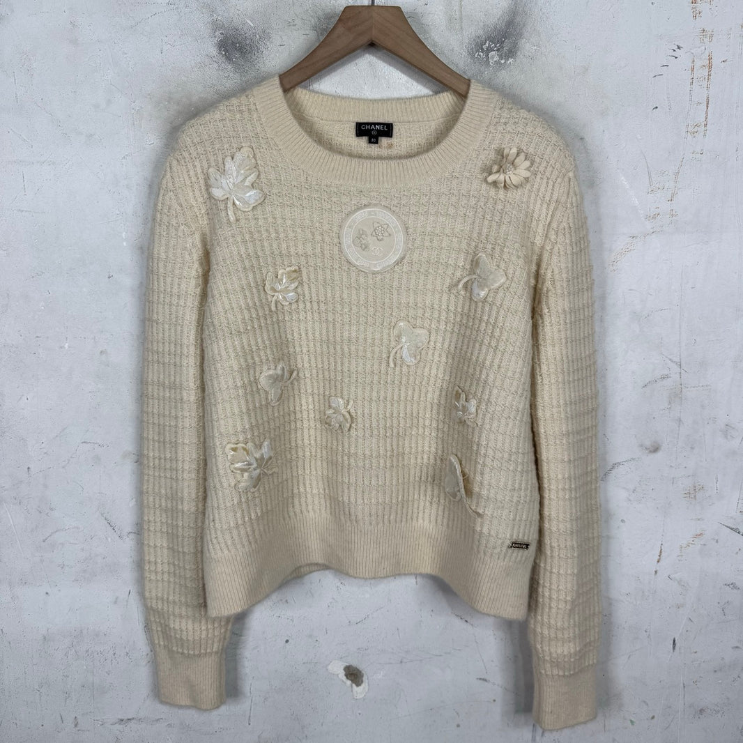 Chanel Floral Cashmere/Wool Sweater
