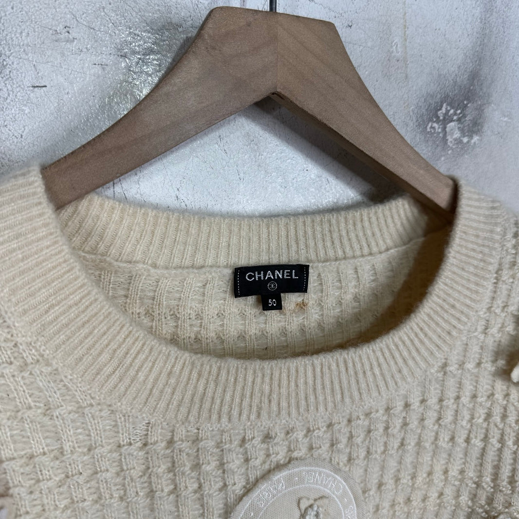 Chanel Floral Cashmere/Wool Sweater