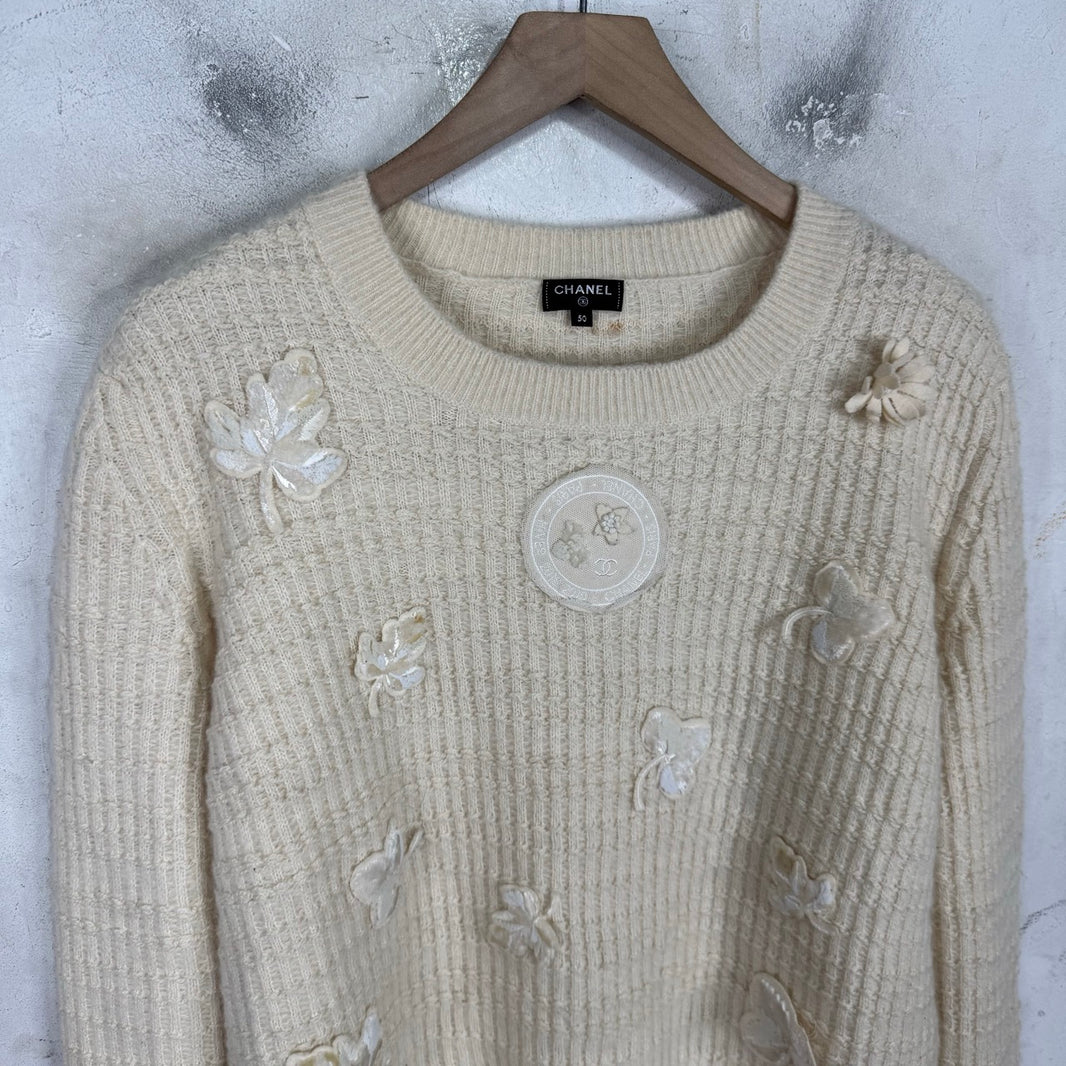 Chanel Floral Cashmere/Wool Sweater