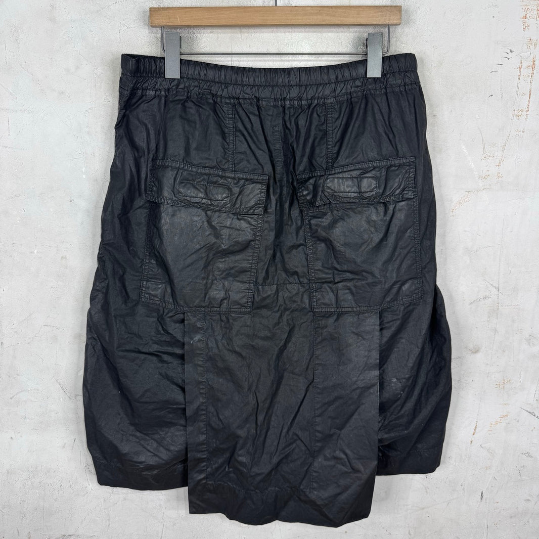 DRKSHDW Waxed Skirted Flap Pod Shorts