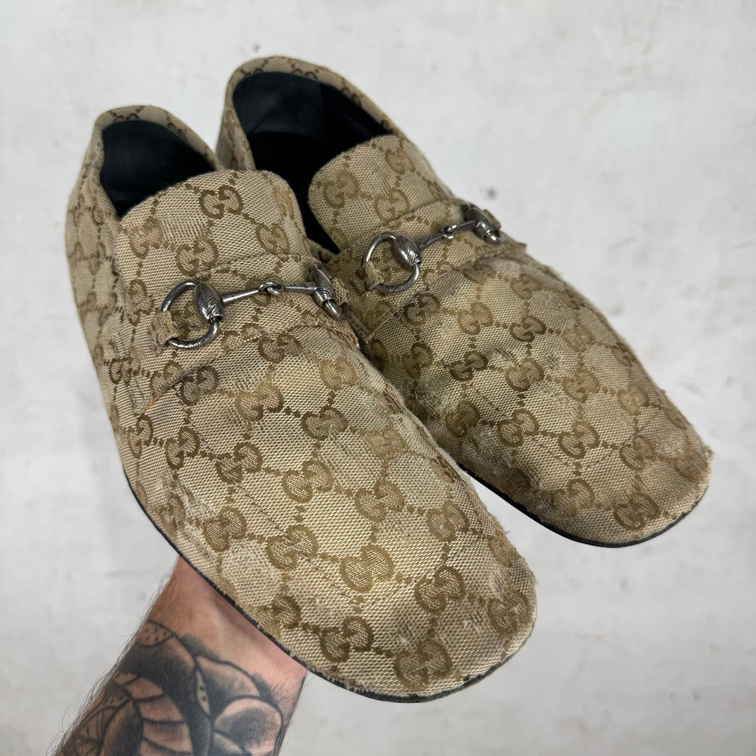 Gucci Monogram Distressed Ragazzo Mules