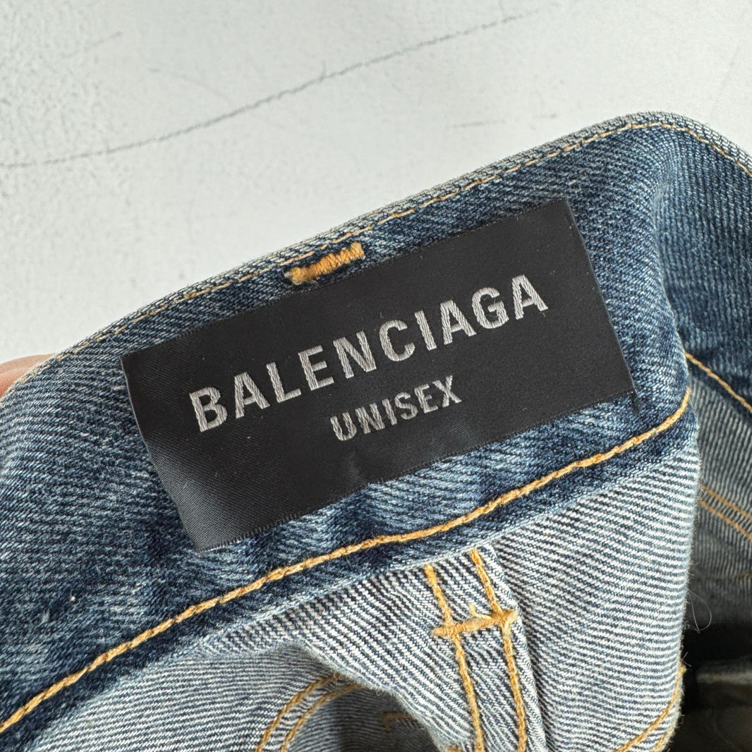 Balenciaga Blue Washed Loose Straight Jeans