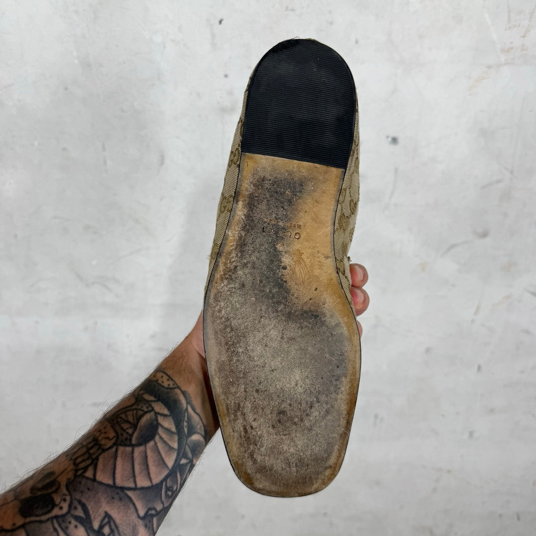 Gucci Monogram Distressed Ragazzo Mules