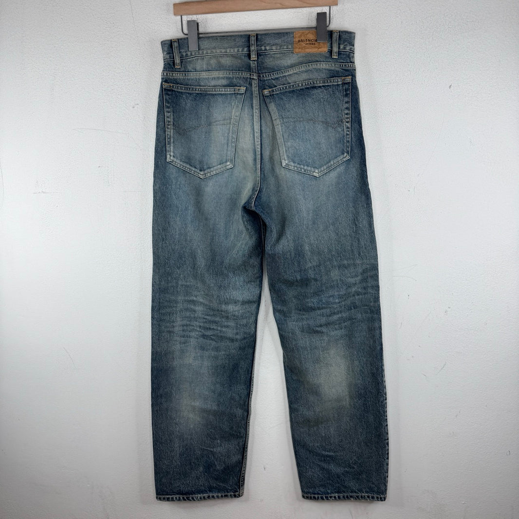 Balenciaga Blue Washed Loose Straight Jeans