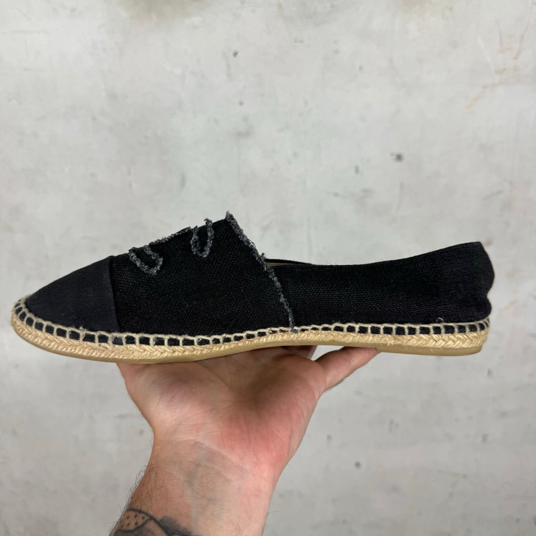 Chanel Logo Canvas Espadrille Flats