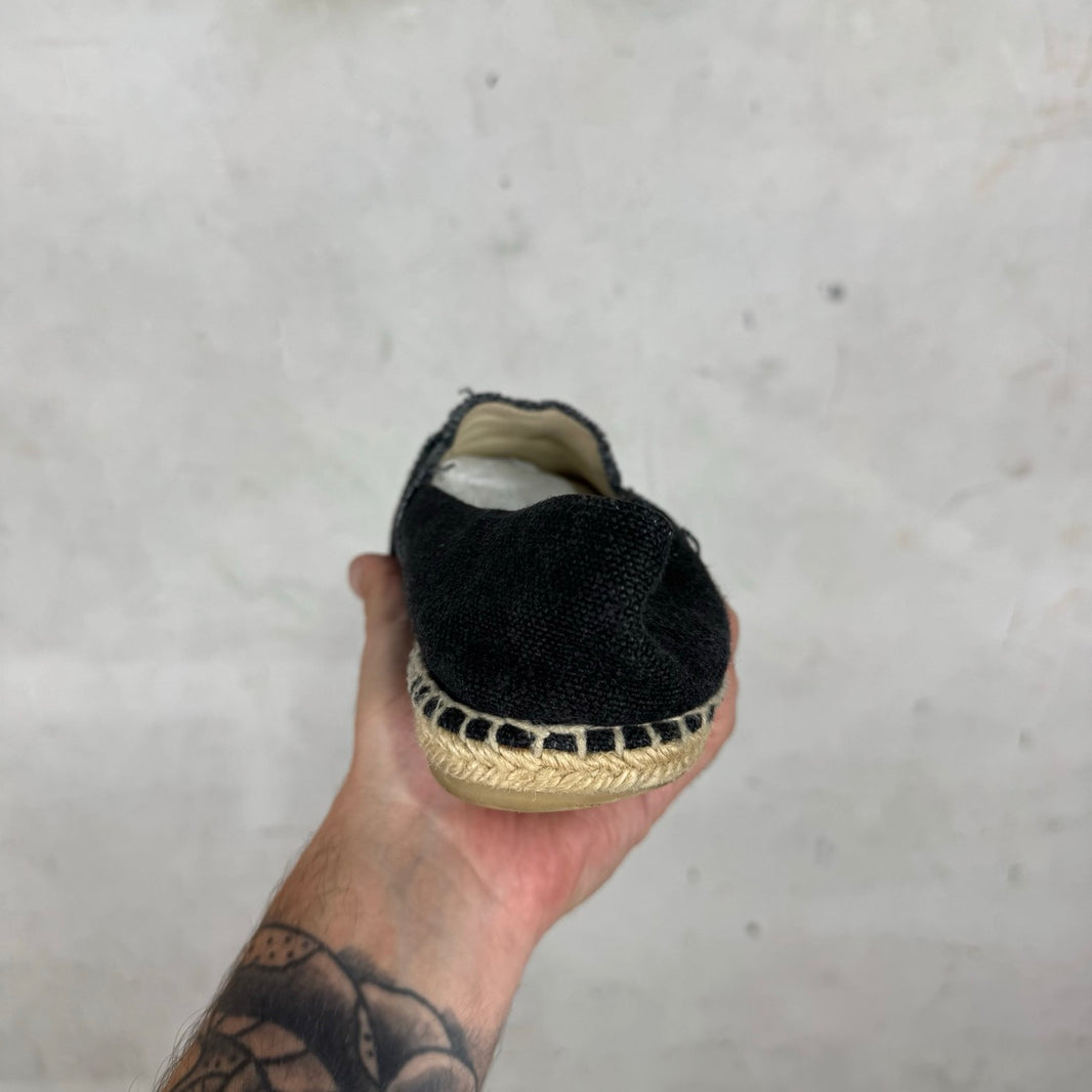 Chanel Logo Canvas Espadrille Flats