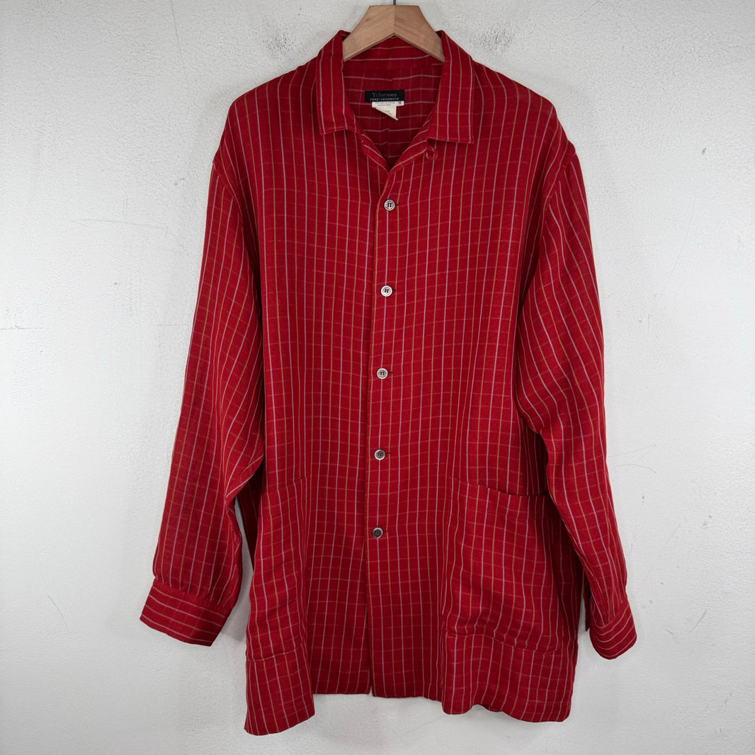 Yohji Yamamoto Y's For Men Red Striped LS Chore Button Up Shirt