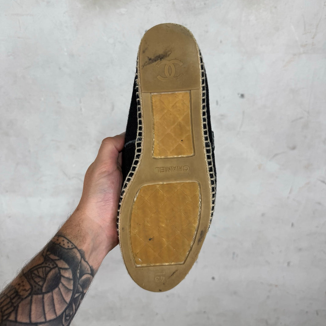 Chanel Logo Canvas Espadrille Flats