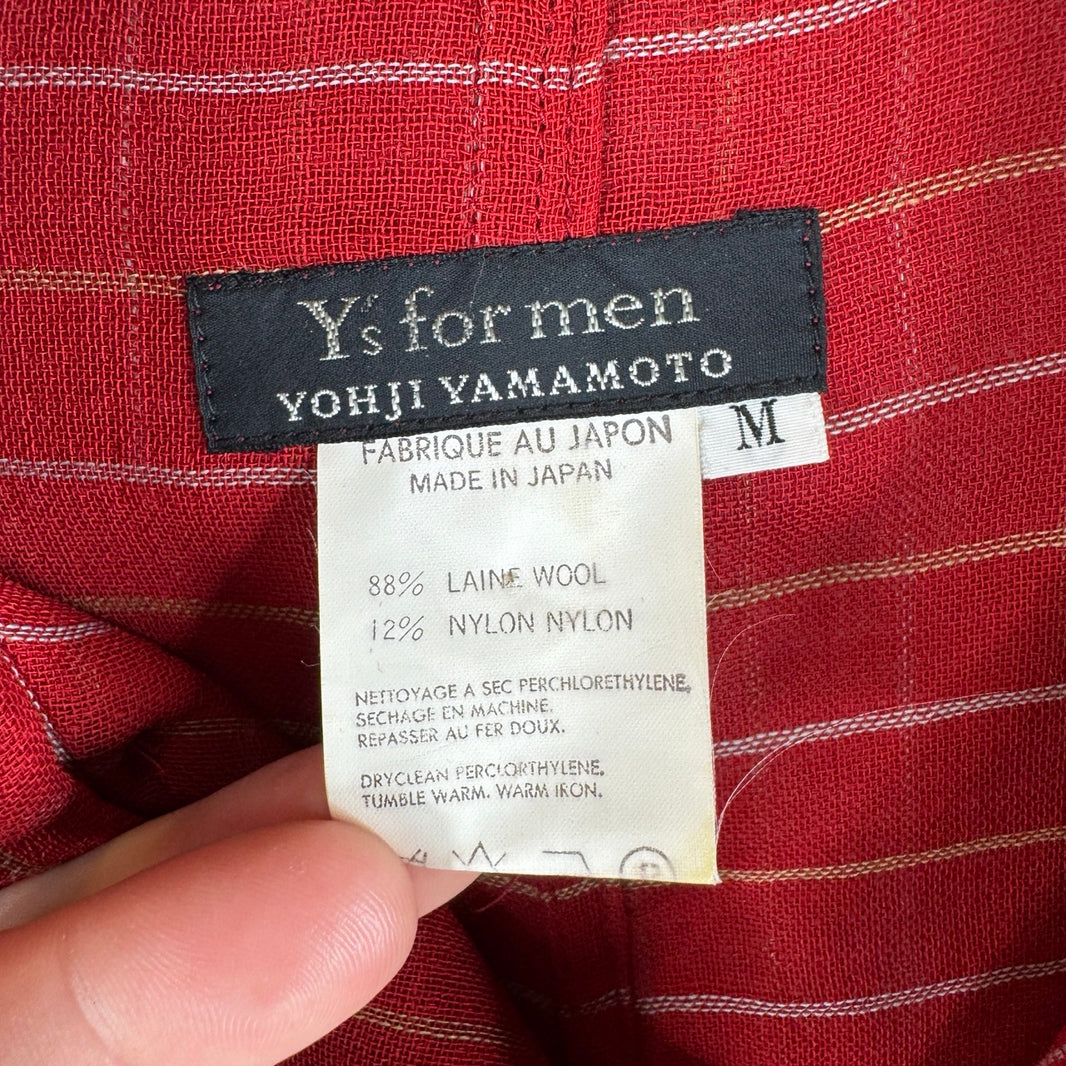 Yohji Yamamoto Y's For Men Red Striped LS Chore Button Up Shirt