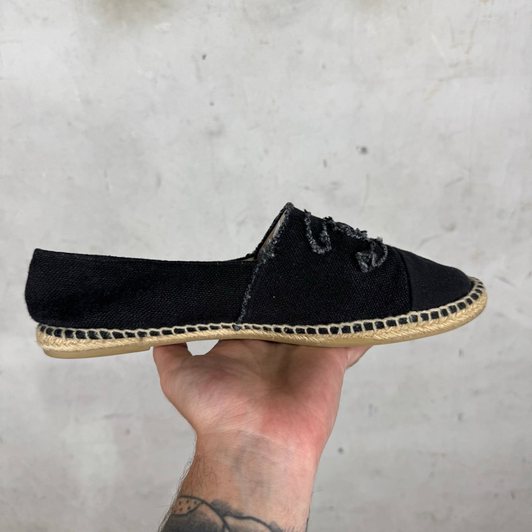 Chanel Logo Canvas Espadrille Flats