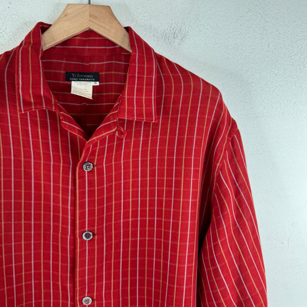Yohji Yamamoto Y's For Men Red Striped LS Chore Button Up Shirt