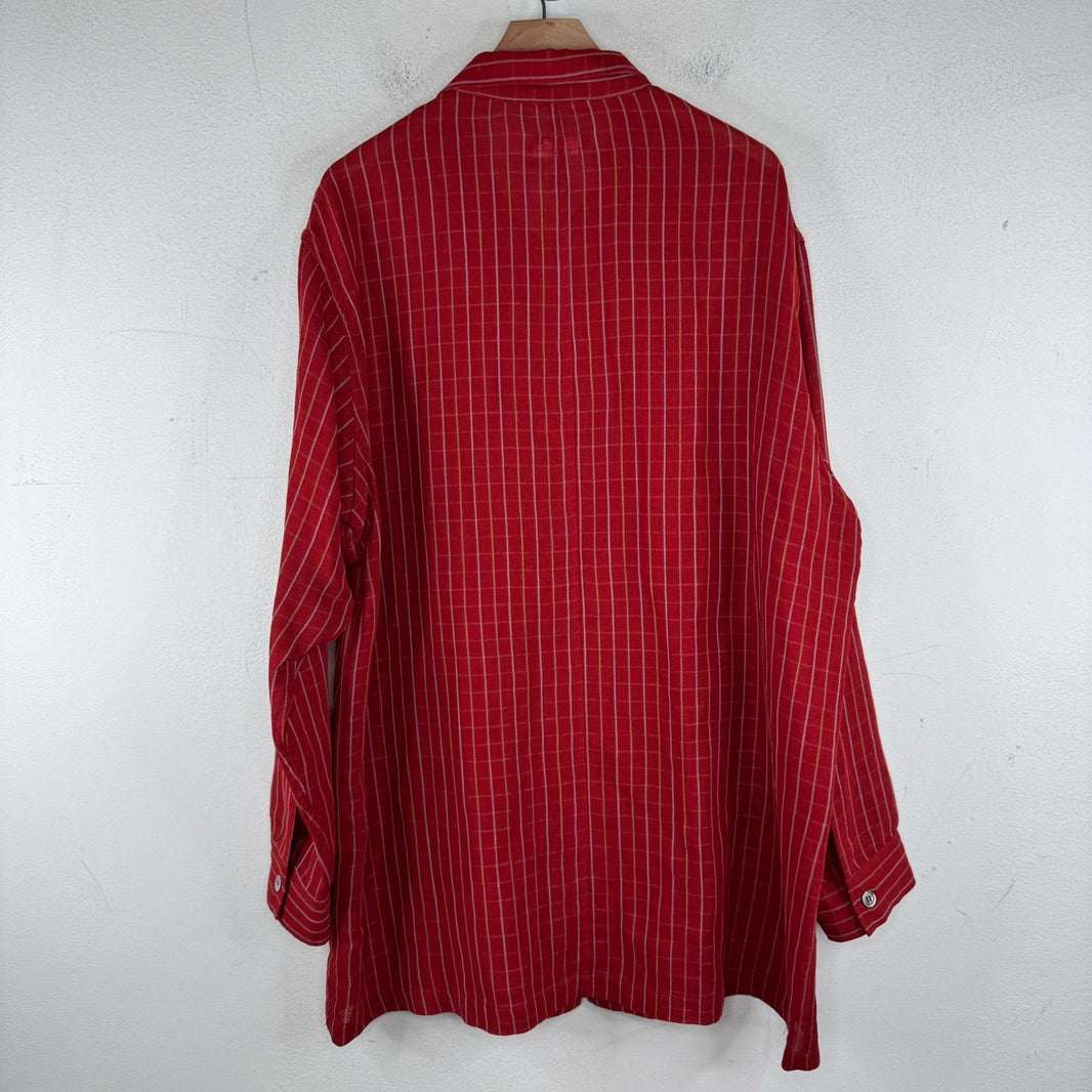 Yohji Yamamoto Y's For Men Red Striped LS Chore Button Up Shirt