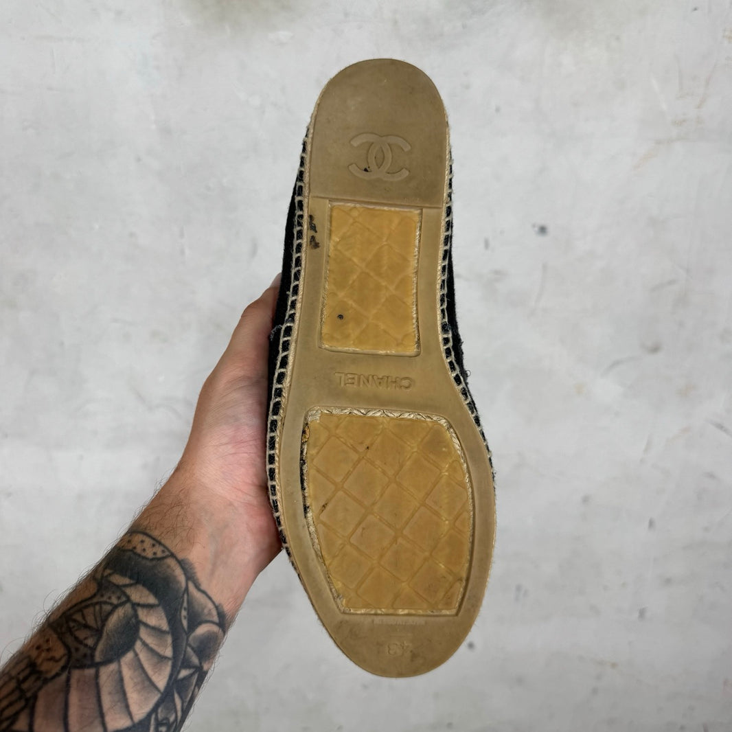 Chanel Logo Canvas Espadrille Flats
