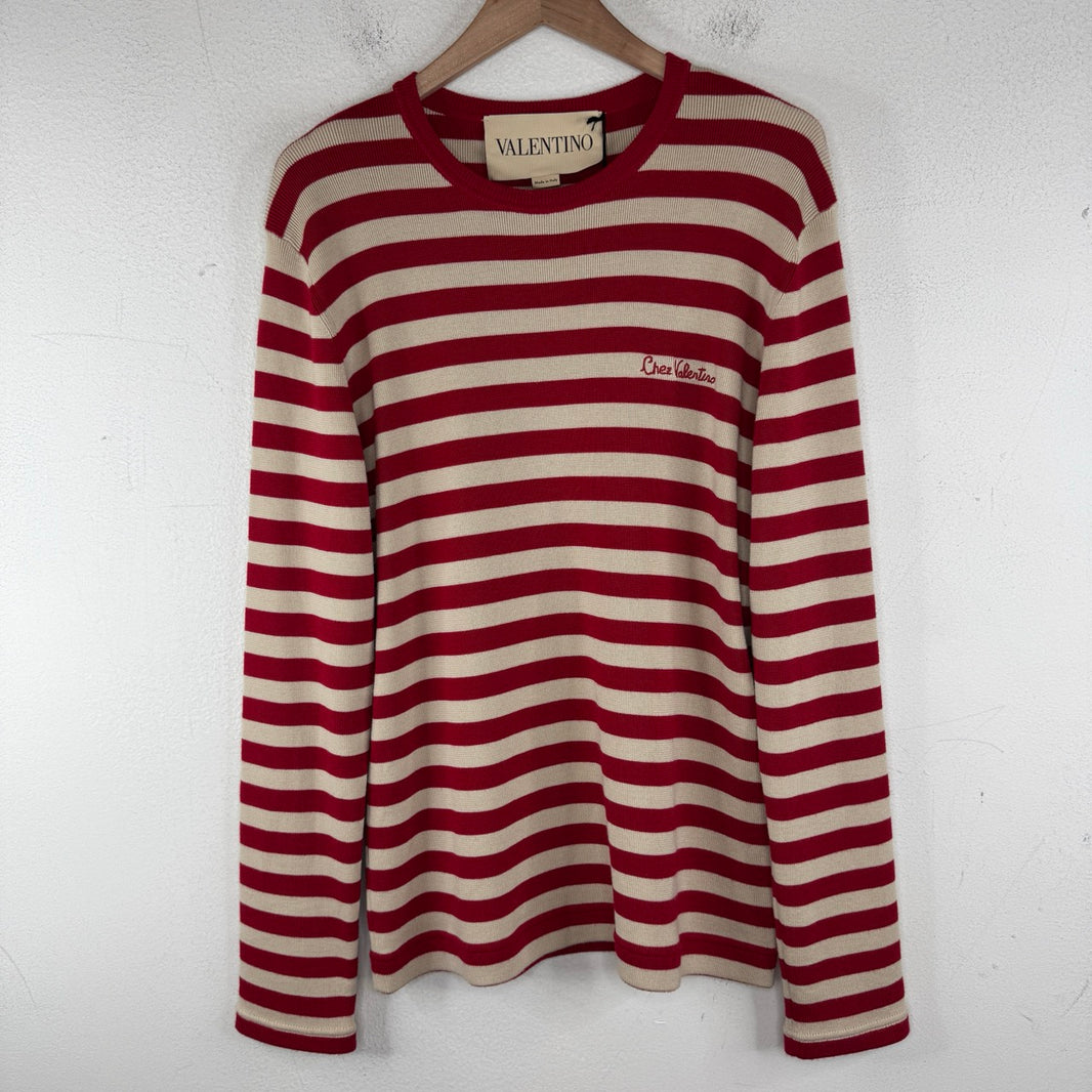 Valentino Chez Thin Striped Wool Knit Sweater