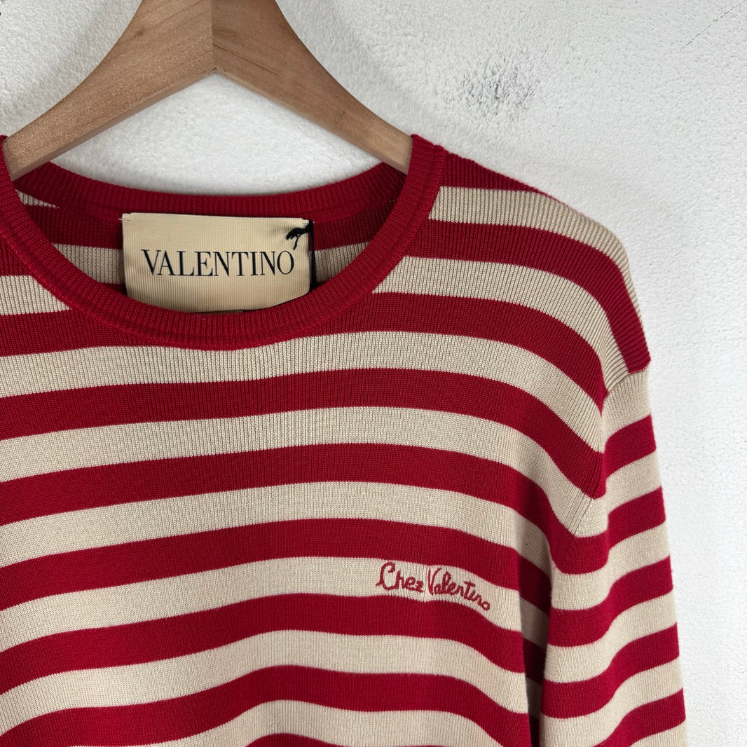 Valentino Chez Thin Striped Wool Knit Sweater