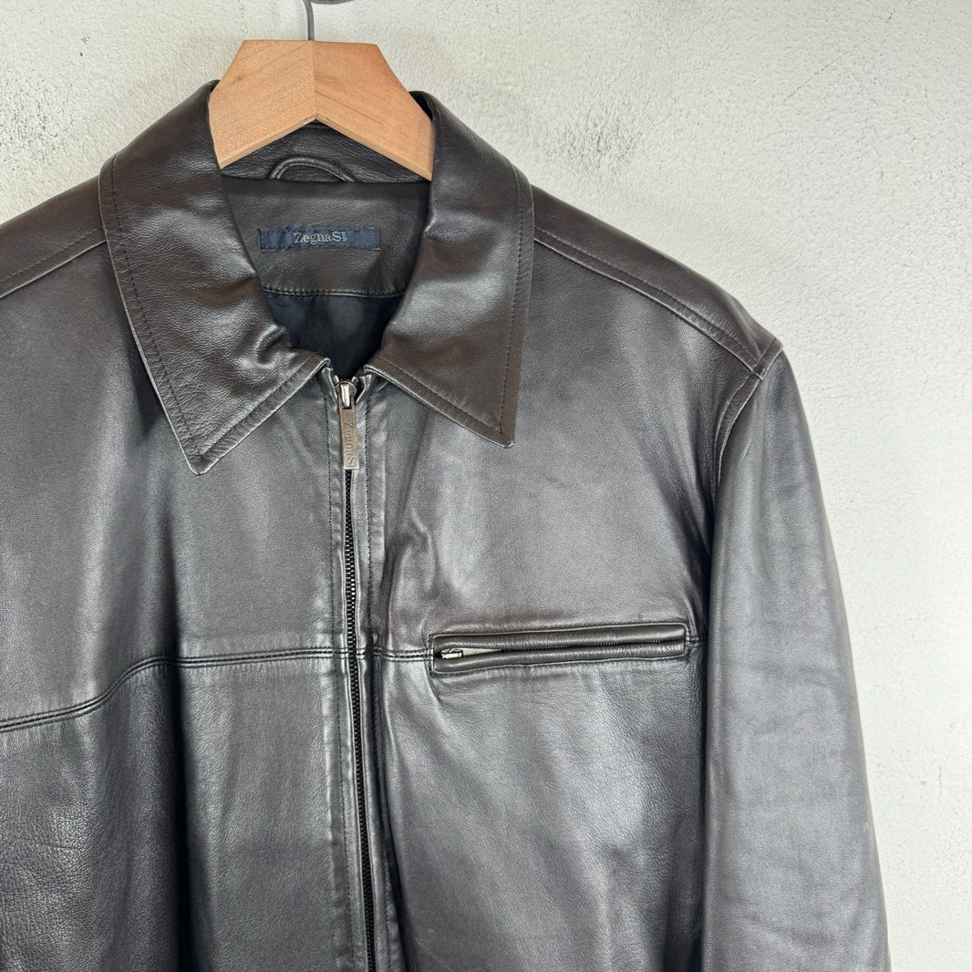Zegna Sport Leather Zip Jacket