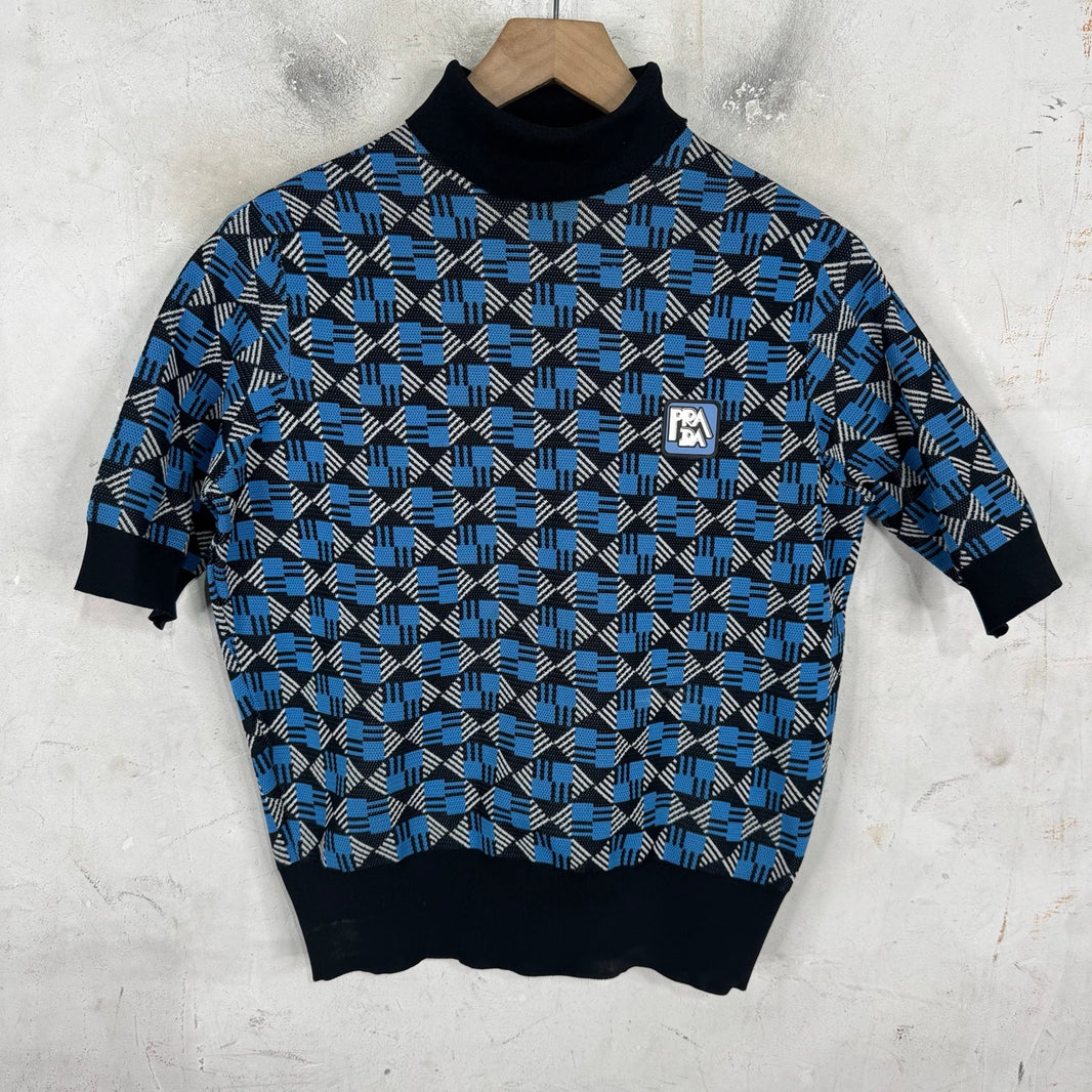 Prada Patterned Mockneck Fitted Top
