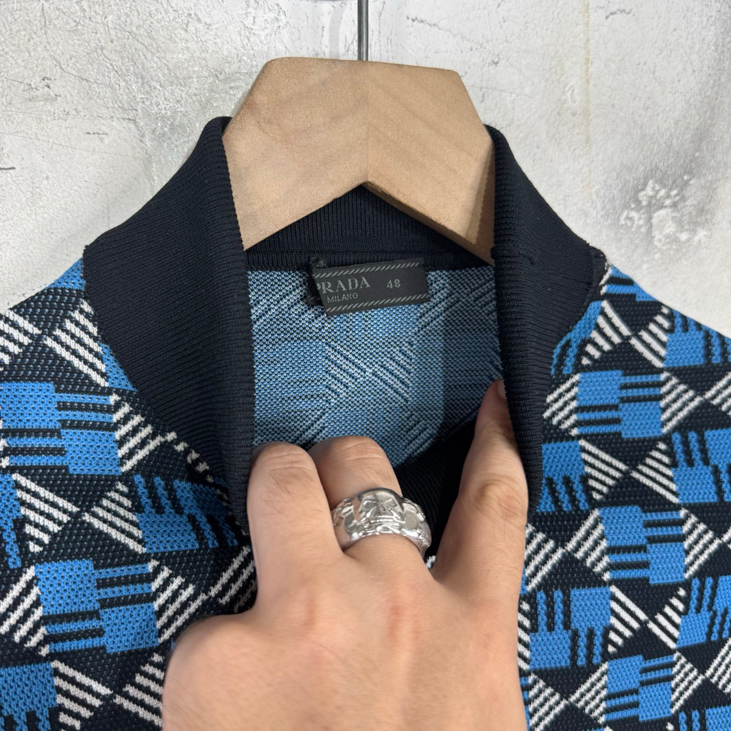 Prada Patterned Mockneck Fitted Top