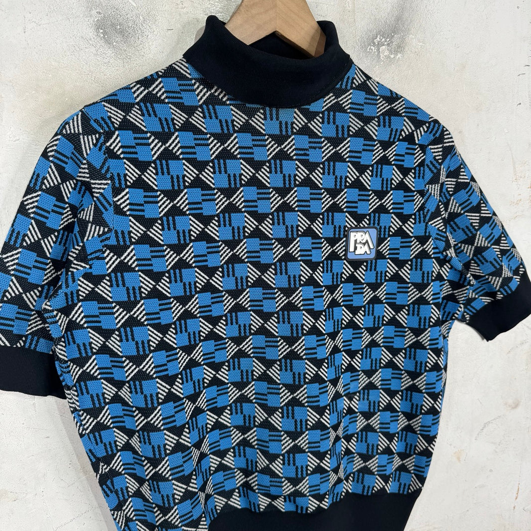 Prada Patterned Mockneck Fitted Top