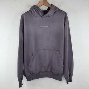 Balenciaga Purple Wash Center Embroidered Logo Hoodie