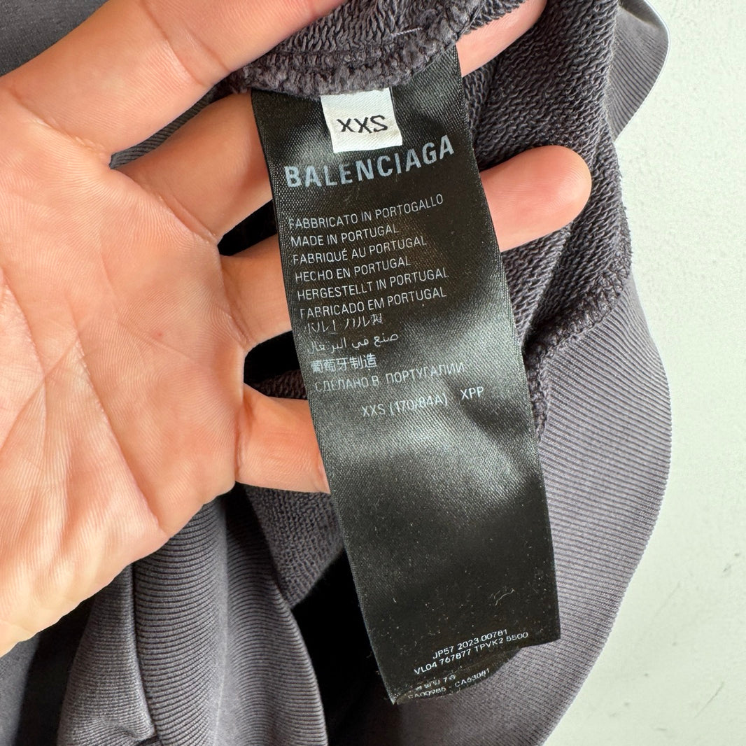 Balenciaga Purple Wash Center Embroidered Logo Hoodie