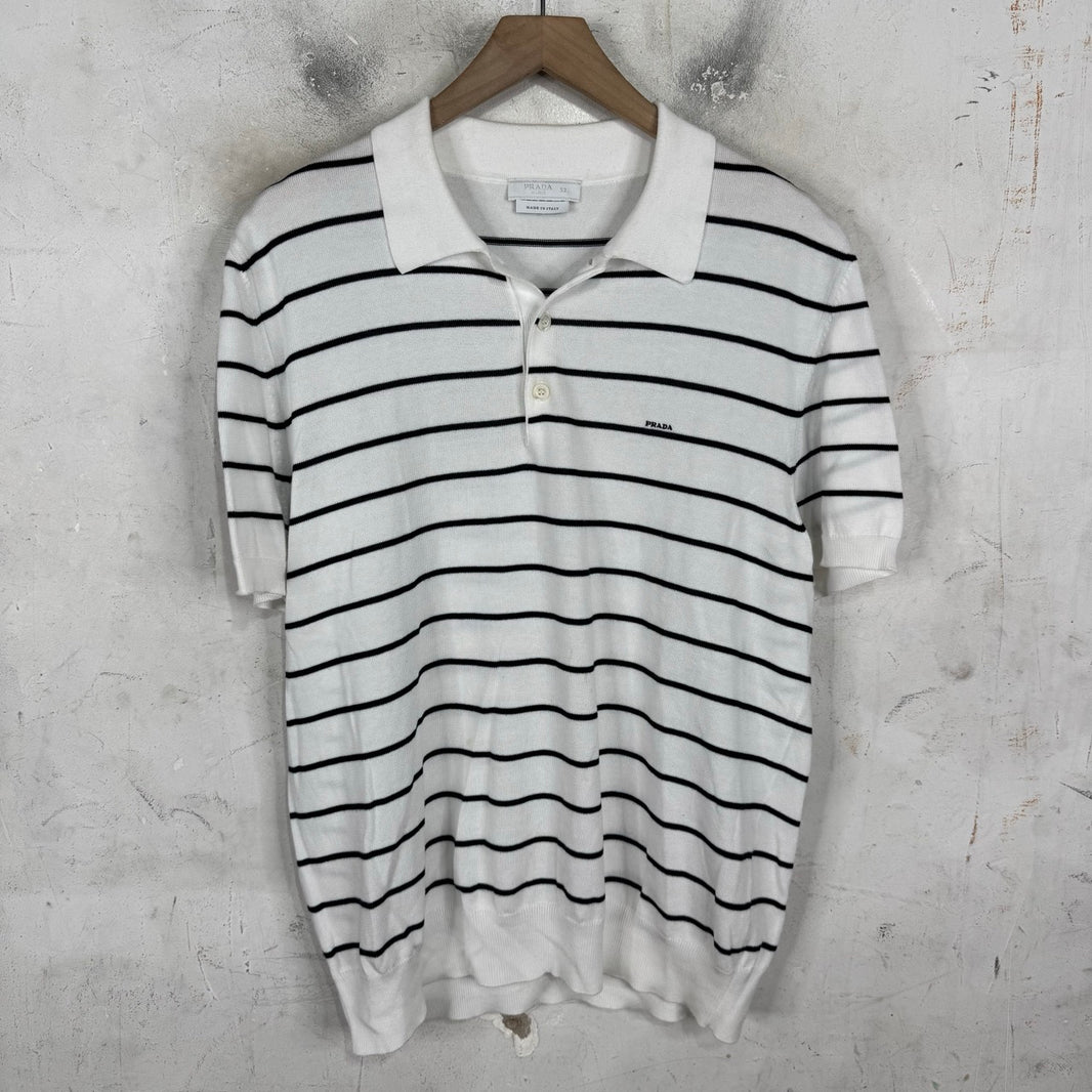 Prada Knitted Striped Polo Shirt