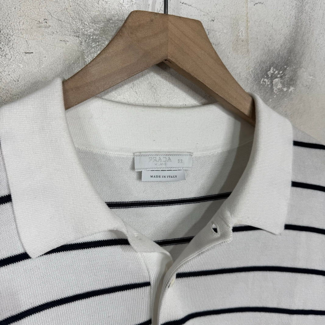Prada Knitted Striped Polo Shirt