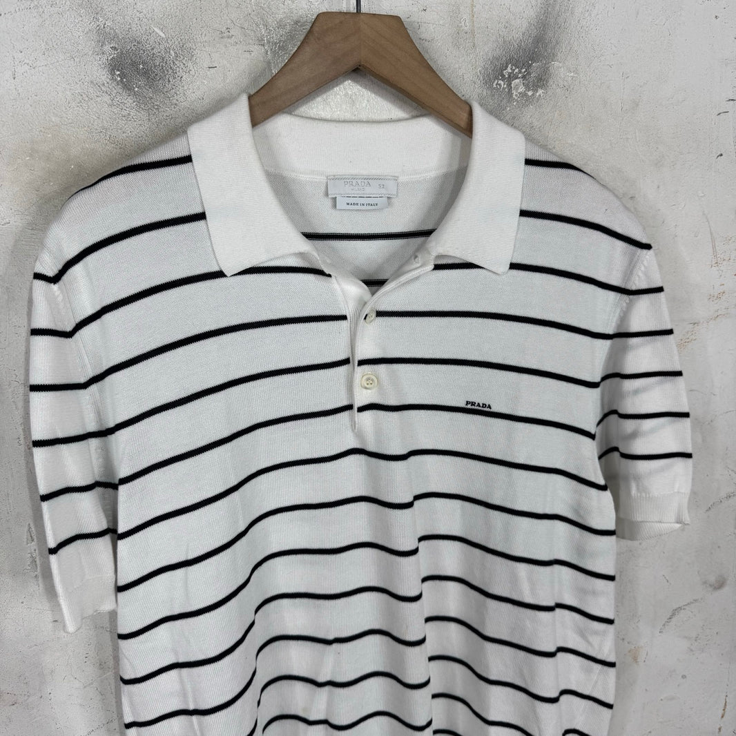 Prada Knitted Striped Polo Shirt