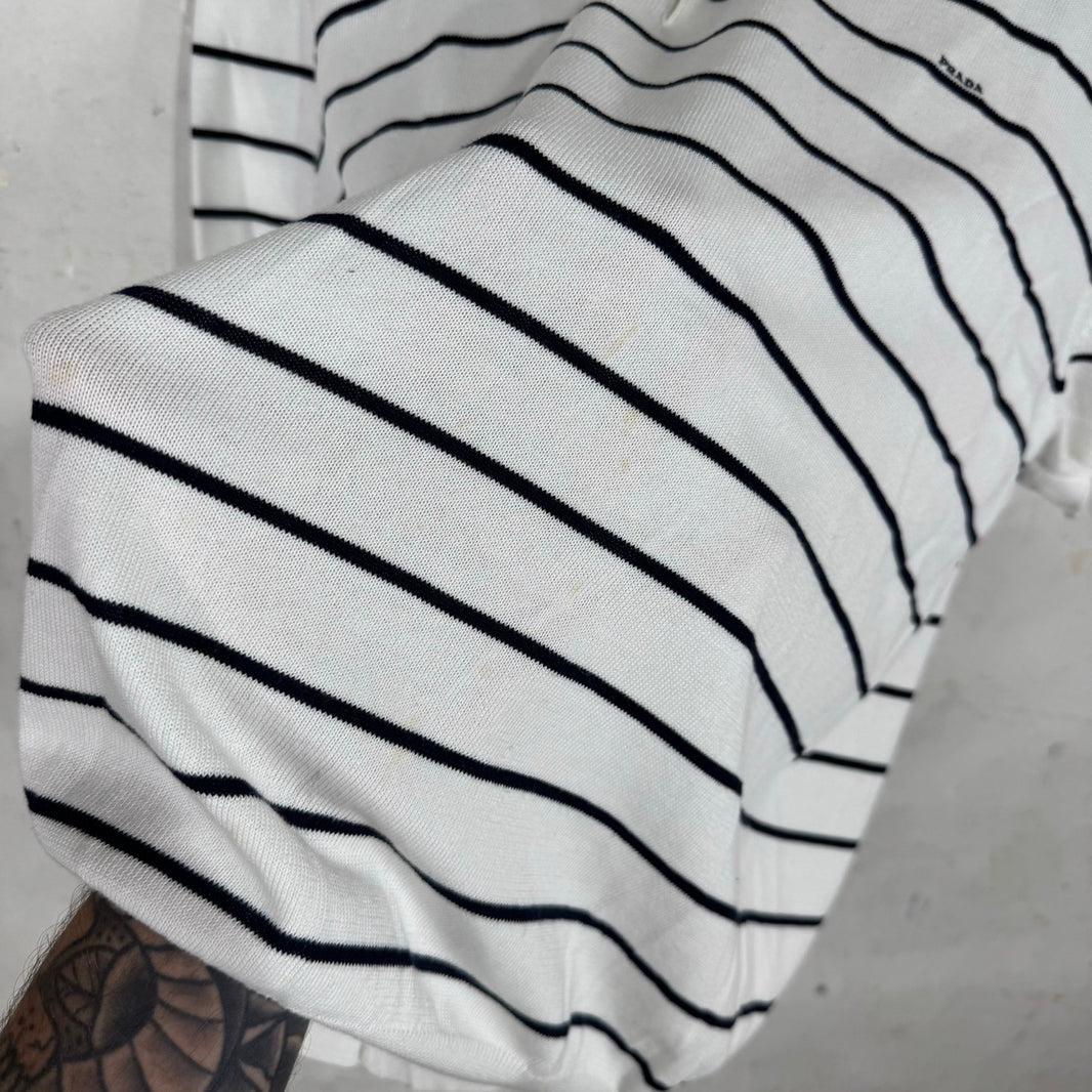 Prada Knitted Striped Polo Shirt