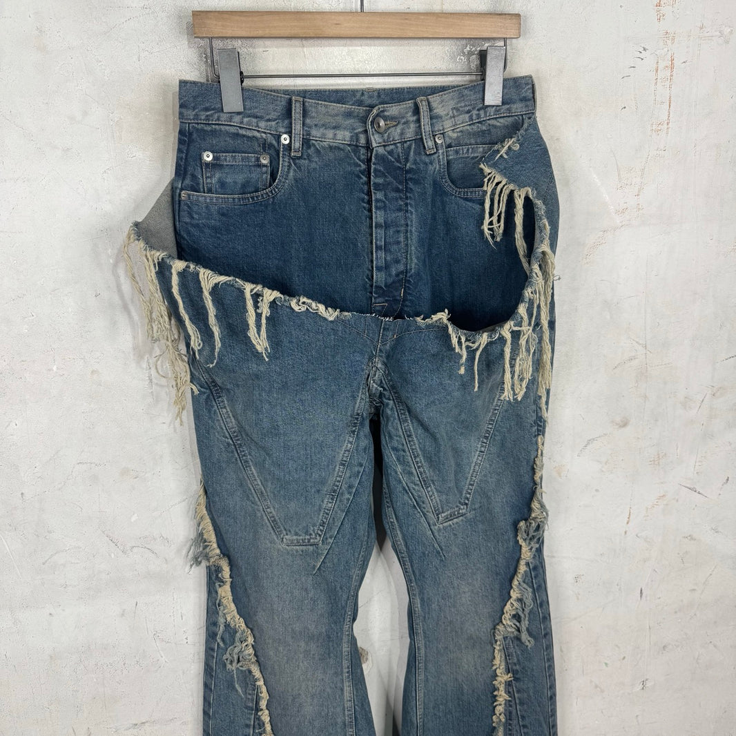 DRKSHDW Washed Indigo Slivered Bootcut