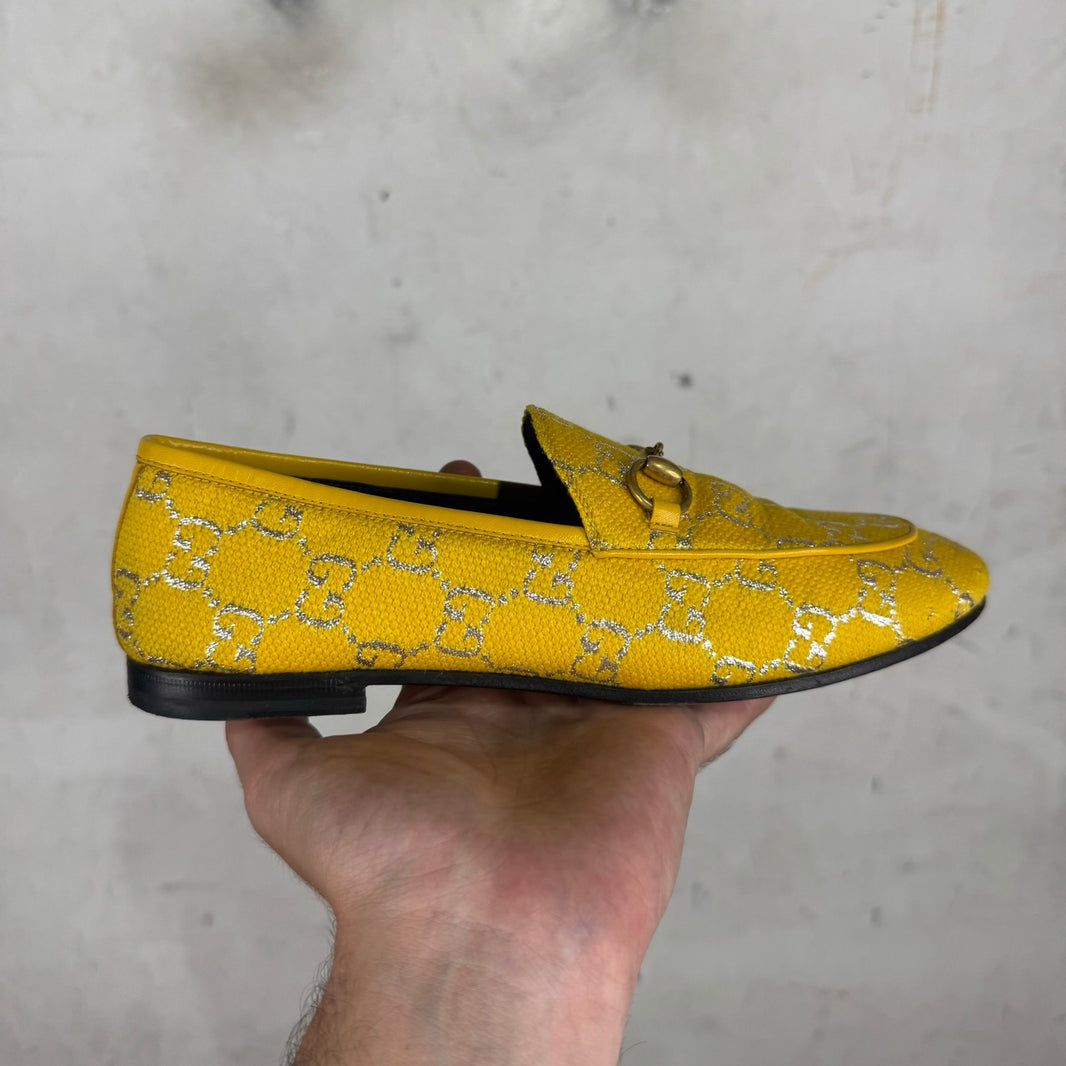 Gucci Yellow Monogram Horsebit Loafers