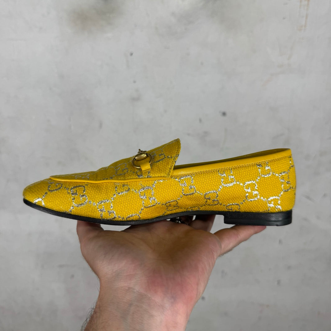 Gucci Yellow Monogram Horsebit Loafers