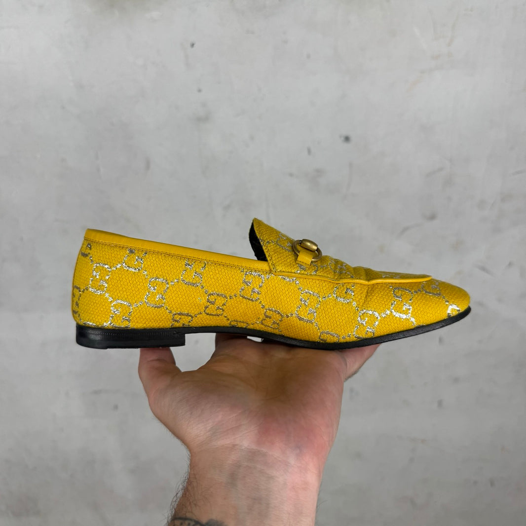 Gucci Yellow Monogram Horsebit Loafers
