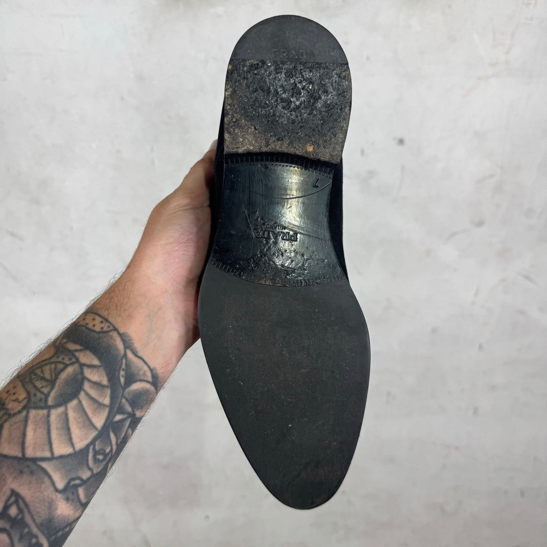 Prada Suede Point Toe Derby