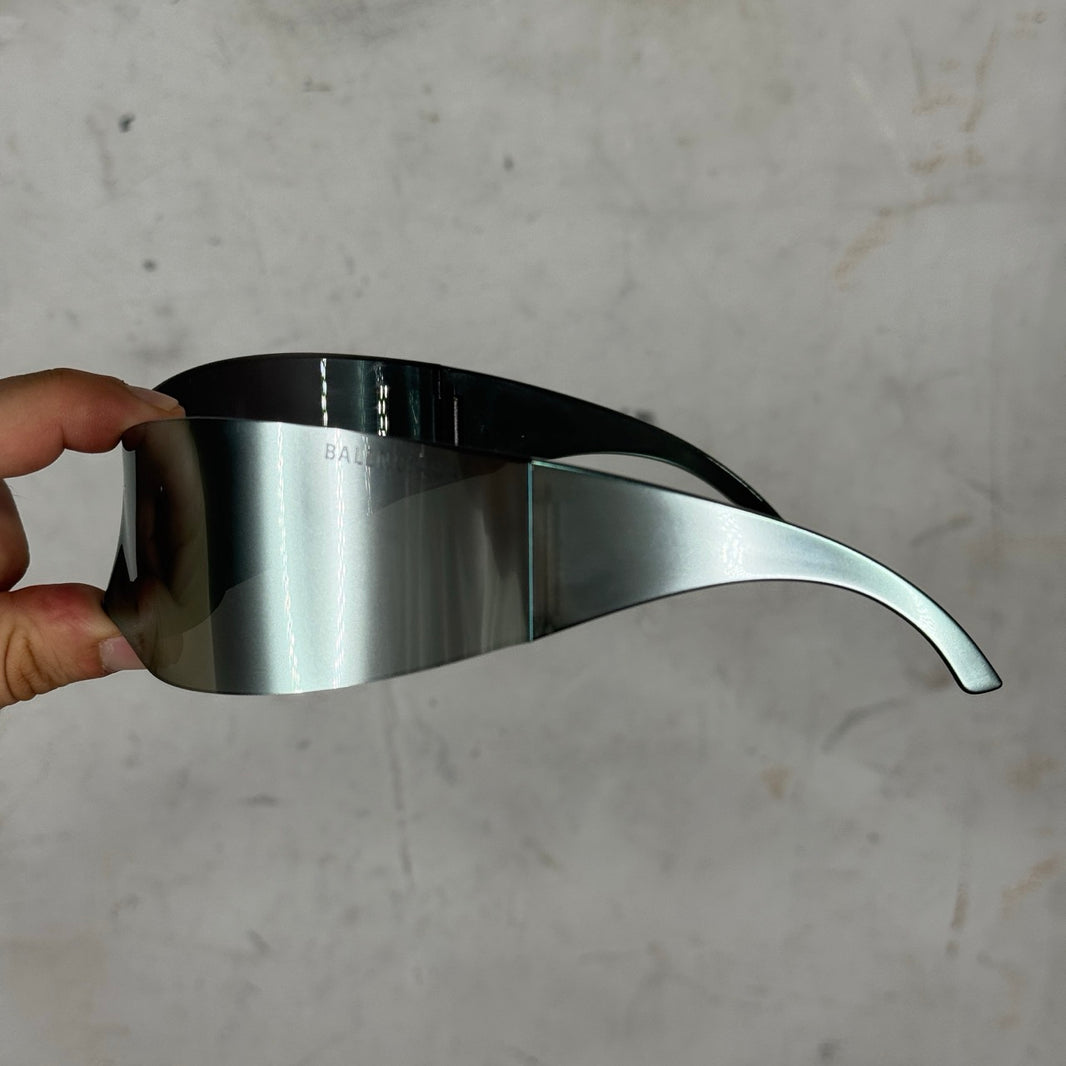 Balenciaga Runway Silver Panther Mask Sunglasses